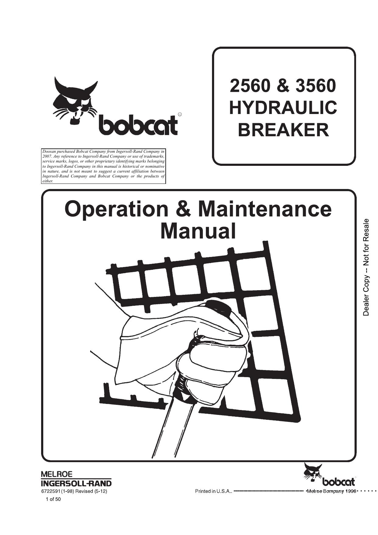 2560 3560 HYDRAULIC BREAKER Operation & Maintenance Manual Bobcat